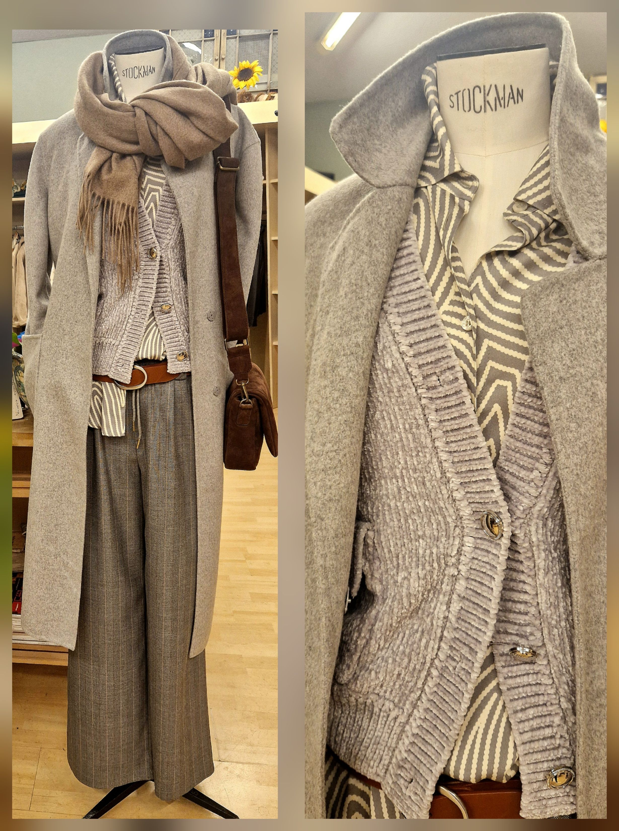 Zwei elegante Herbst-/Winter-Looks auf Schaufensterpuppen